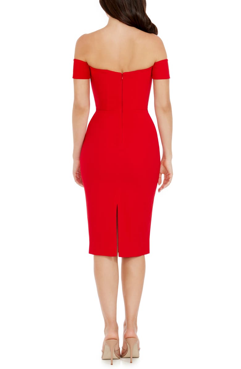 Dress the Population Bailey Off the Shoulder Body-Con Dress, Alternate, color, Rouge
