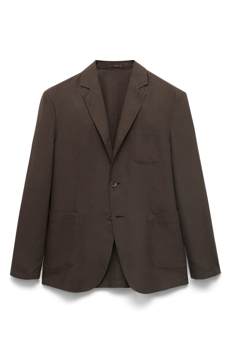 MANGO Slim Fit Slub Lyocell & Linen Suit Jacket, Alternate, color, Chocolate