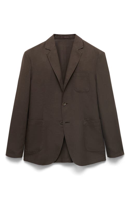 Mango Slim Fit Slub Lyocell & Linen Suit Jacket In Brown