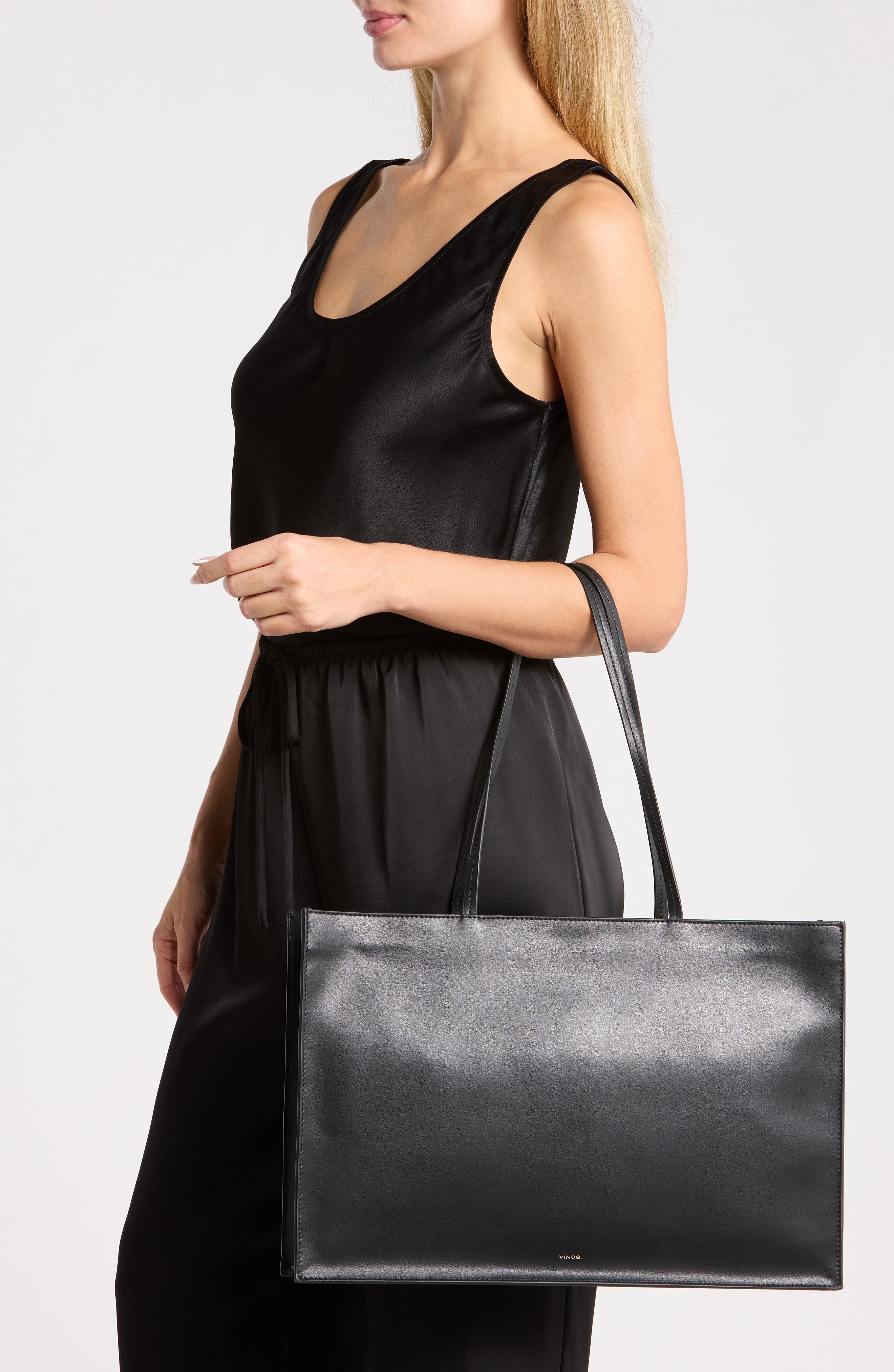 Adina East/West Tote Bag, Alternate, color, BLACK