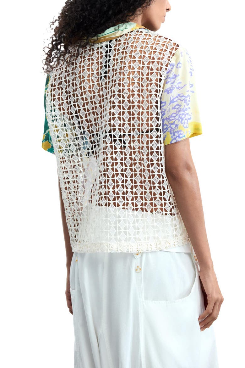 Knit Back Button-Up Shirt, Alternate, color, BEIGE MULTI