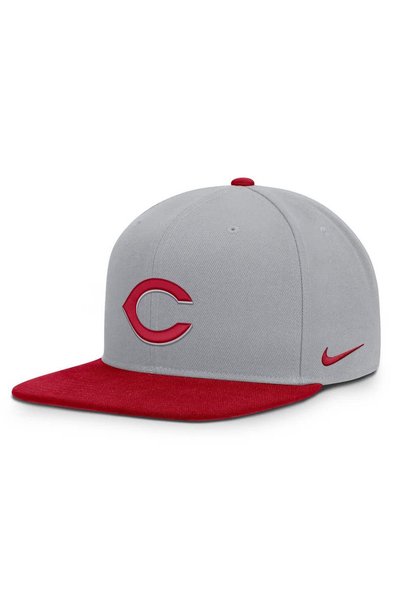 Men's Nike Gray/Red Cincinnati Reds Primetime Pro Dri-FIT Snapback Hat, Alternate, color, Gray