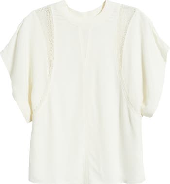 【海外限定】REISSTシャツ☆Harlowe Lace Insert T-Shirt, Cream Reiss Lace-Insert T-Shirt in Cream - REISS