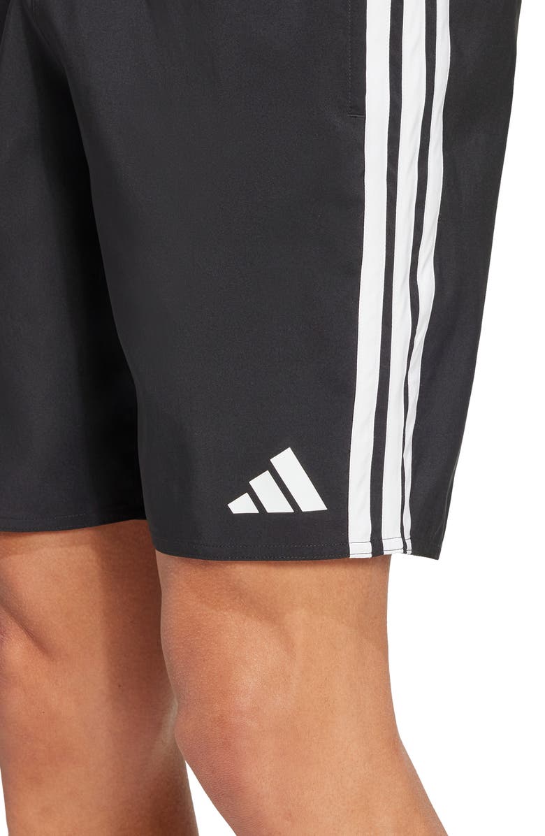 adidas 3-Stripes 8-Inch Swim Shorts, Alternate, color, Black/ White
