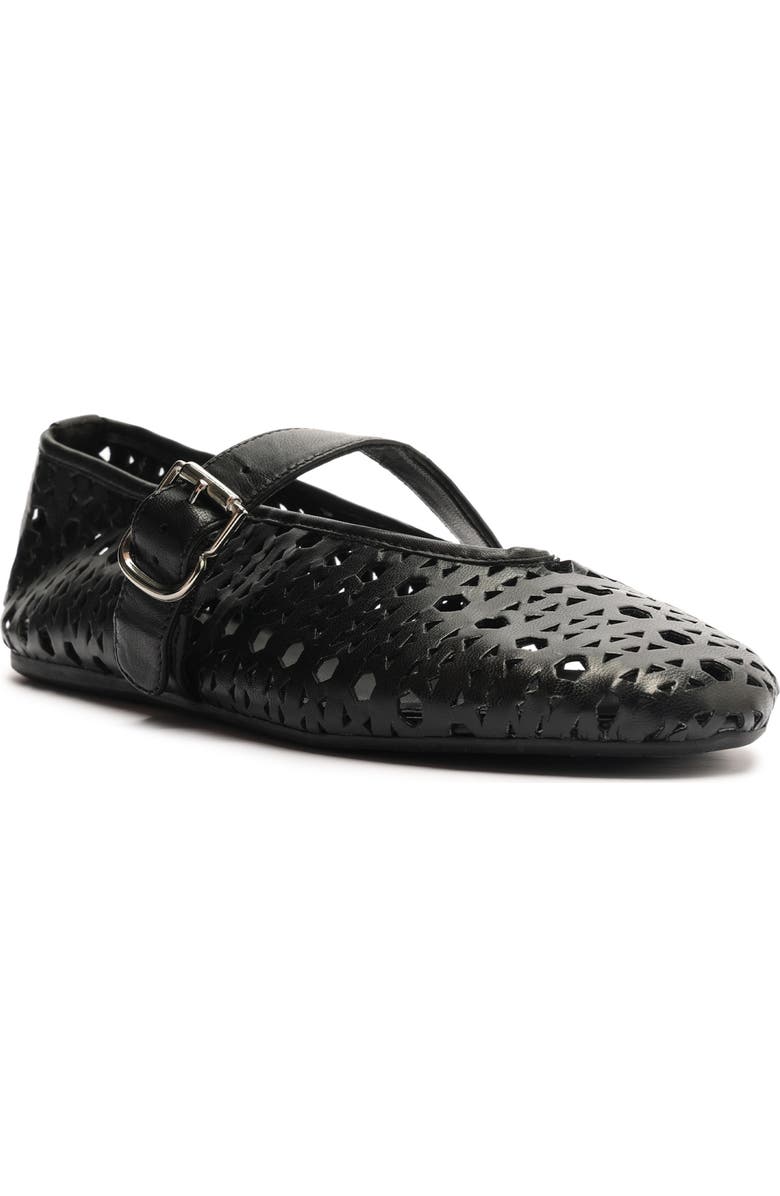 Arezzo Amber Perforated Mary Jane Flat, Main, color, Black