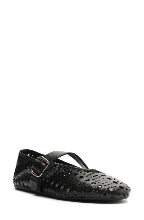Amber Perforated Mary Jane Flat (Women)