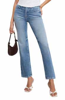 Good American Good Legs Soft-Tech High Waist Ankle Straight Leg Jeans