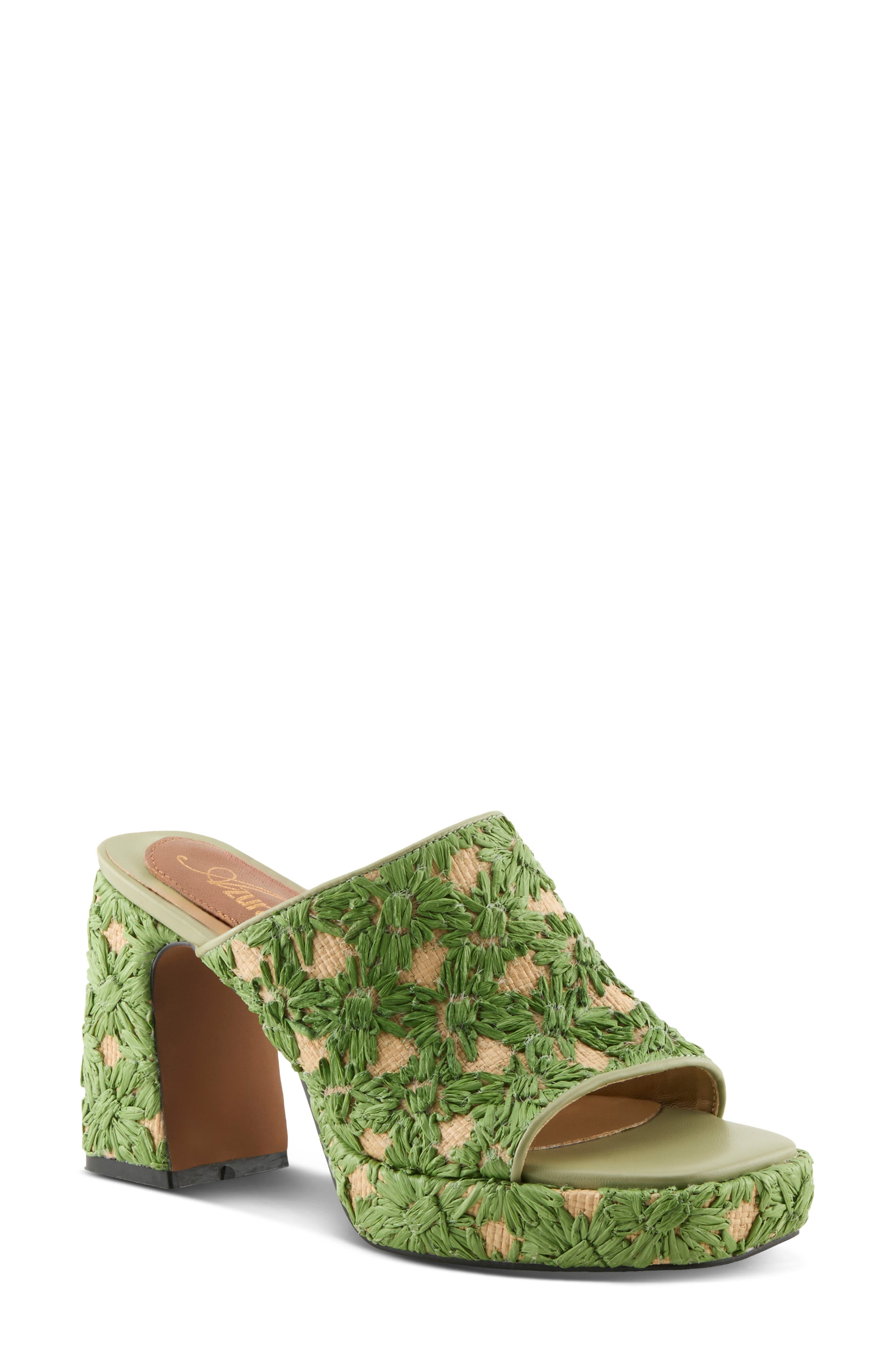 AZURA BY SPRING STEP Mustbeluv Platform Slide Sandal, Main, color, Green Multi