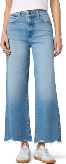 Wide Leg Ankle Crop Raw Hem Jeans