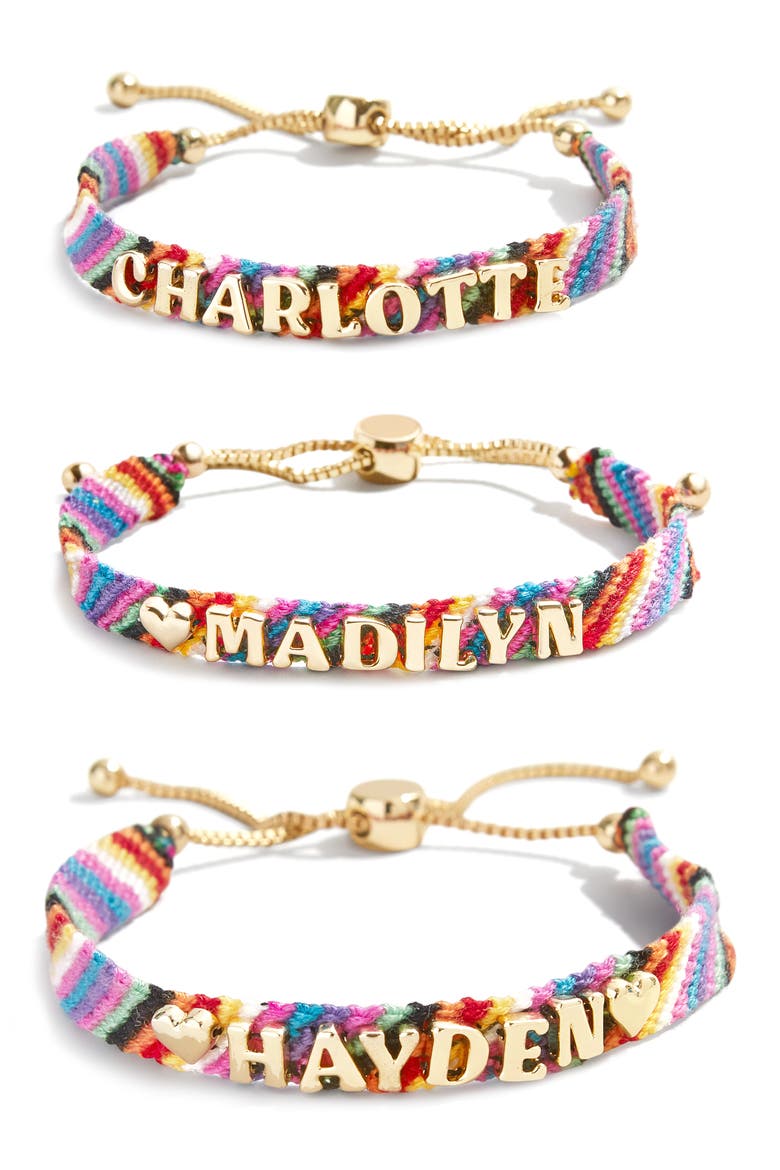 Custom Woven Friendship Bracelet, Alternate, color, GOLD/ MULTICOLOR