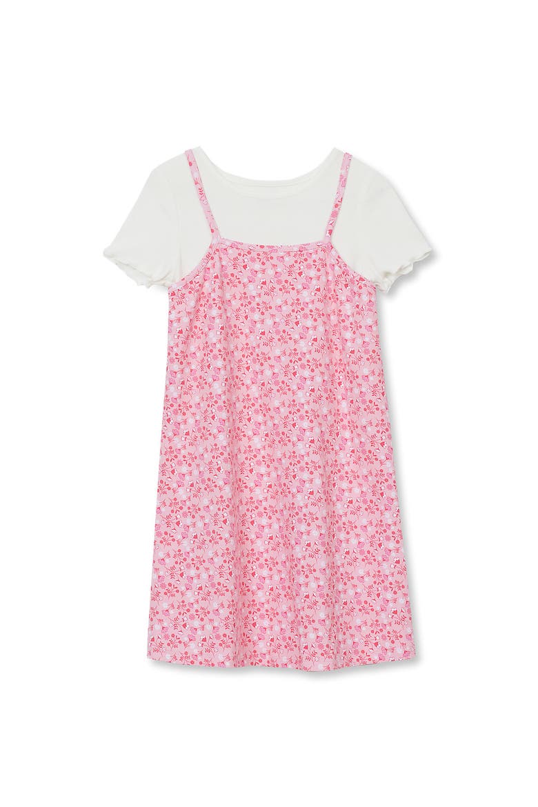Girls Slip Dress With Ribbed Knit Tee Set, Main, color, Floral/Orchid Pink