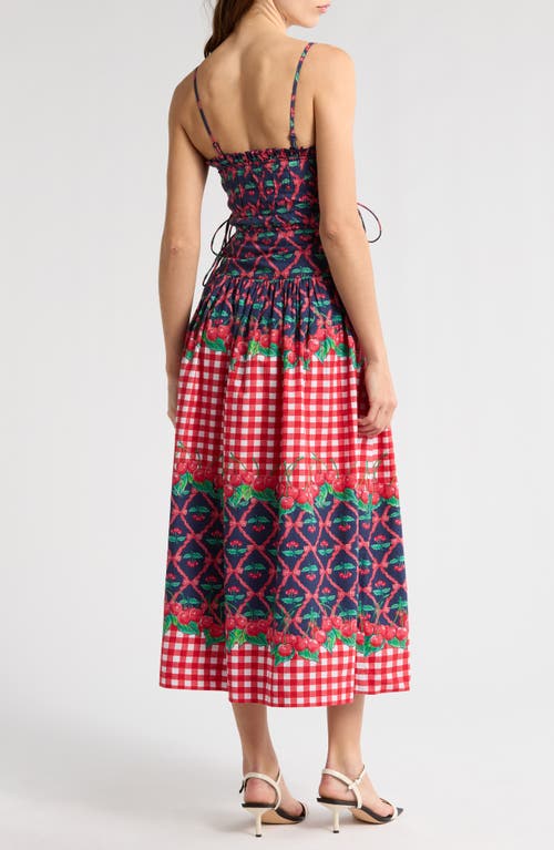 Damson Madder Kelia Cherry Pie Cotton Sundress In Navy/red