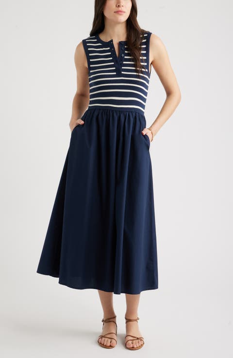 Sleeveless Mixed Media Midi Dress