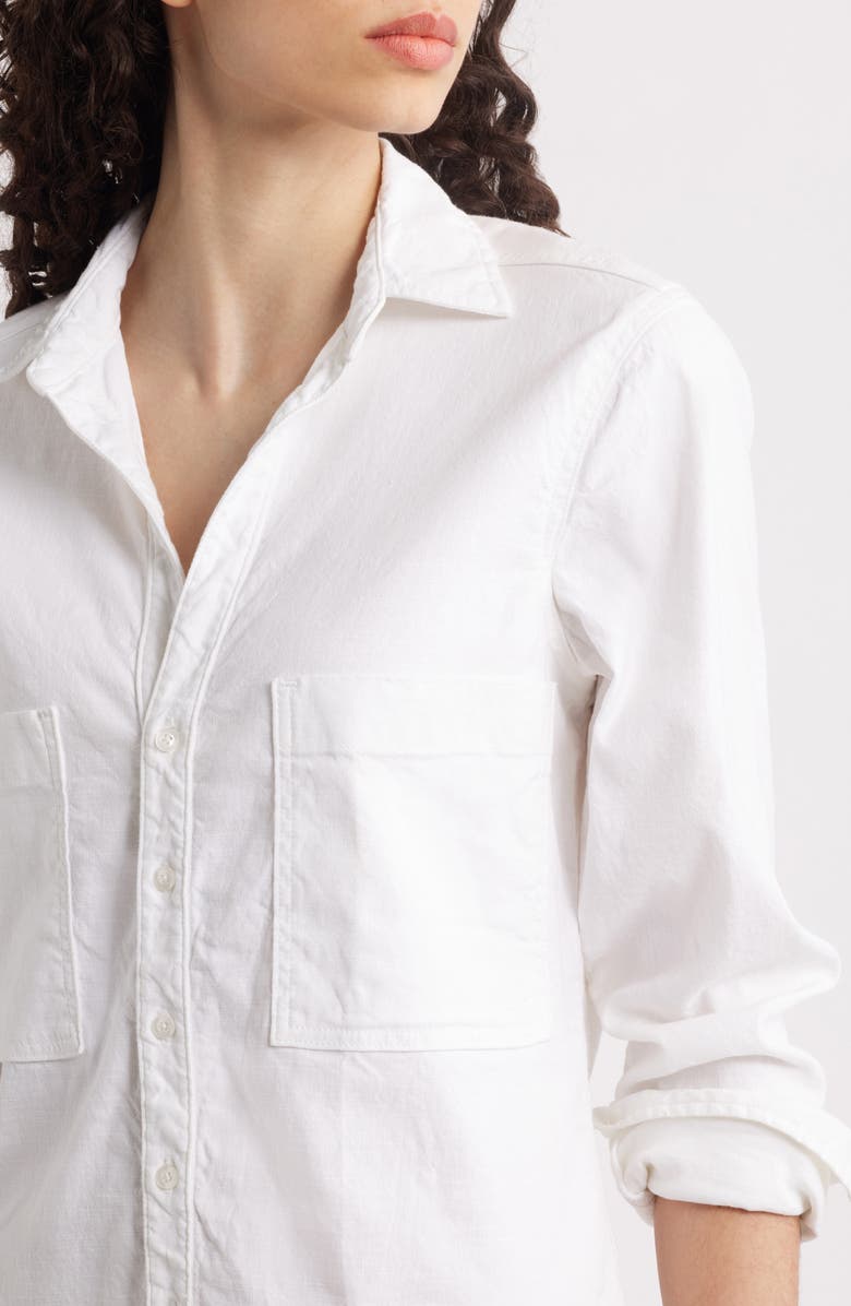 Frank & Eileen Ireland Long Sleeve Stretch Cotton & Linen Shirtdress, Alternate, color, White