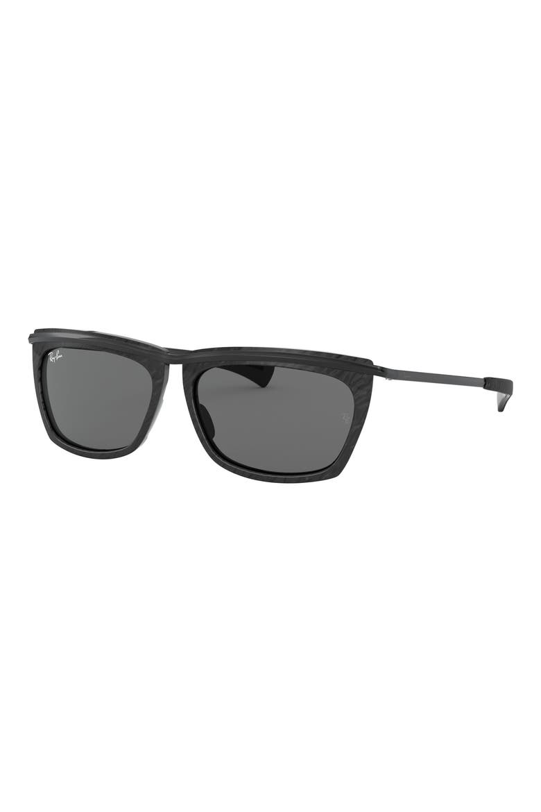 56mm Flattop Sunglasses, Alternate, color, BLACK