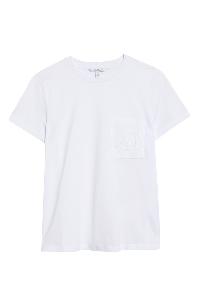 Max Mara Papaia Logo Embroidered Cotton T-Shirt, Alternate, color, Optical White