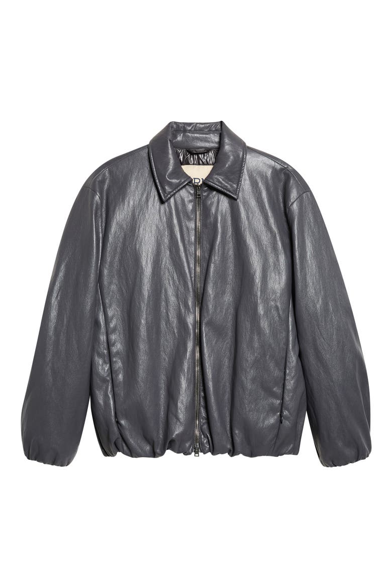 Faux Leather Bomber Jacket, Alternate, color, 9487 CHARCOAL