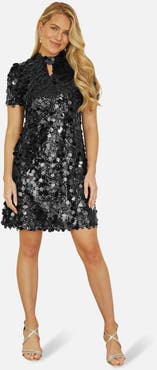 Yumi Sequin Keyhole Neck Tunic Dress