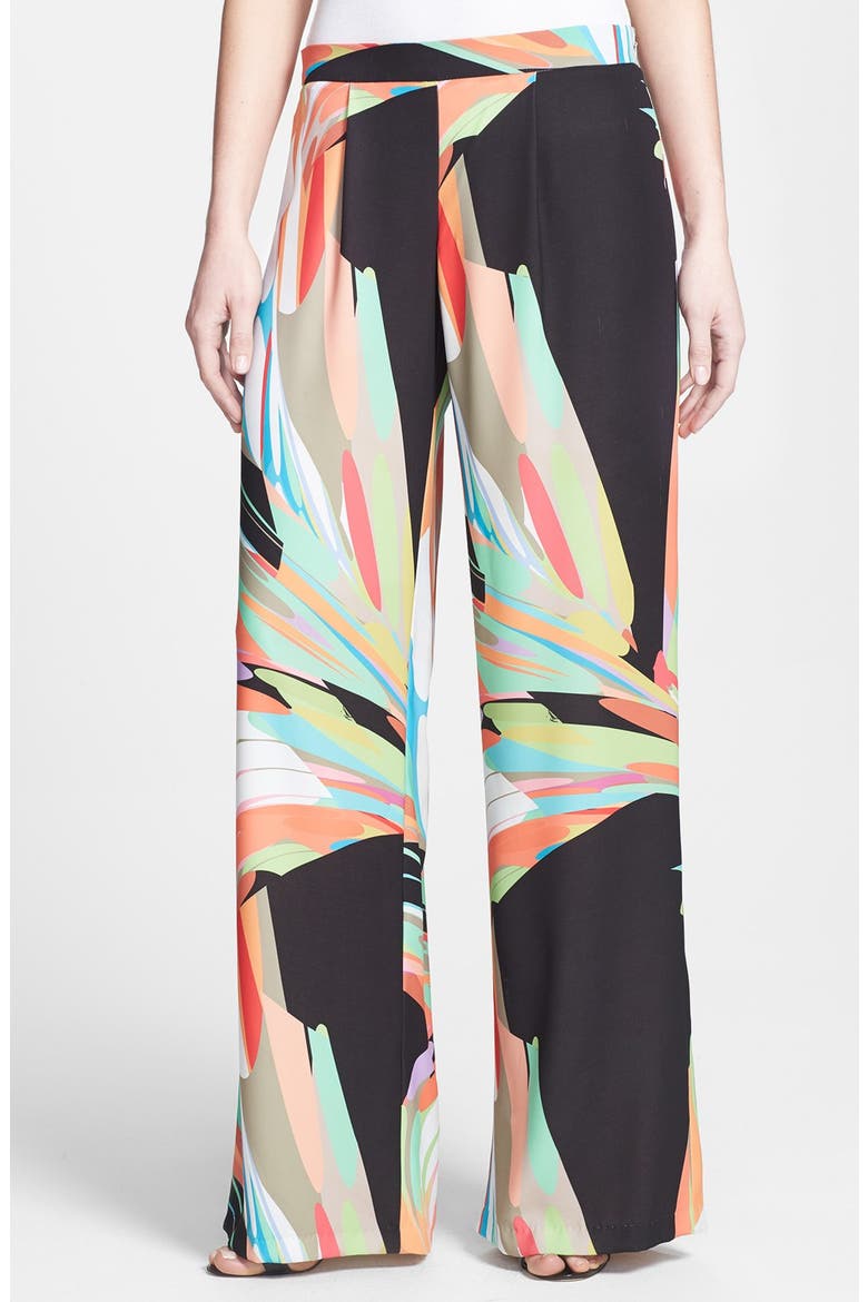 Print Palazzo Pants, Main, color, BLACK