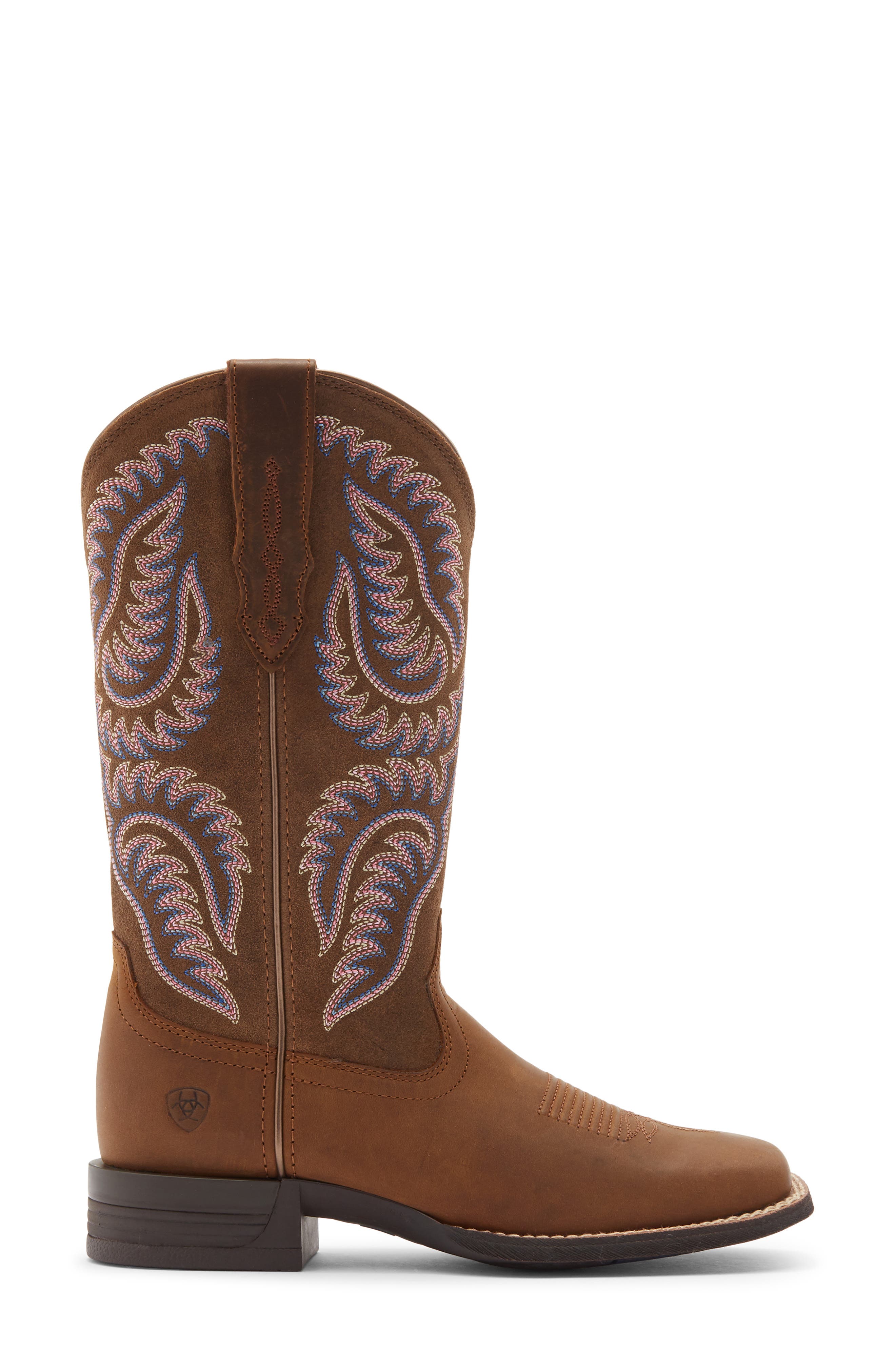 Cattle Caite Wide Square Toe Western Boot, Alternate, color, DISTRESSED BROWN