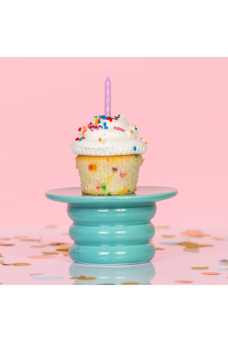 Ribbed Cupcake Pedestal Ceramic Blue, Alternate, color, Blue