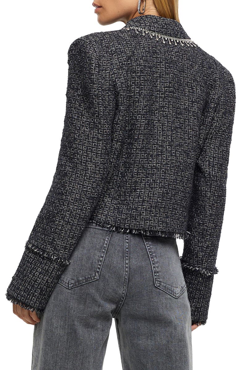 River Island Diamante Bouclé Jacket, Alternate, color, 