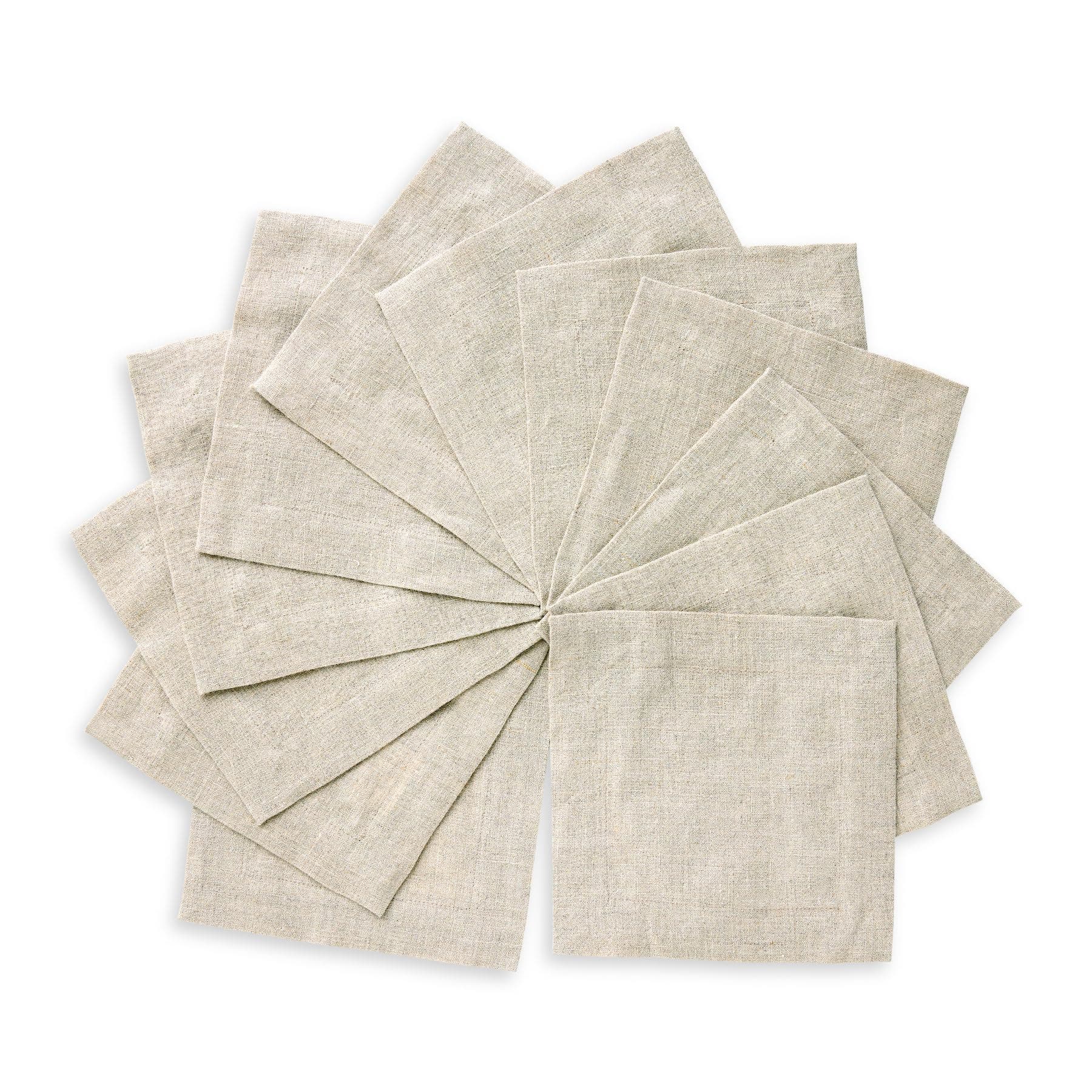 Solino Home Linen Cocktail Napkins - Sonoma, 6" x 6" - Flax, Small