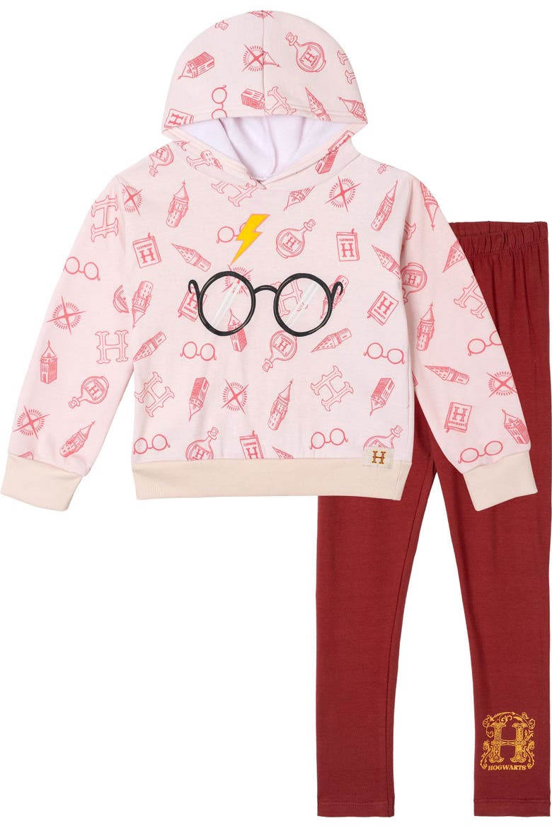 2-Piece Fleece Hoodie and Leggings Set, Main, color, Peach Burgundy