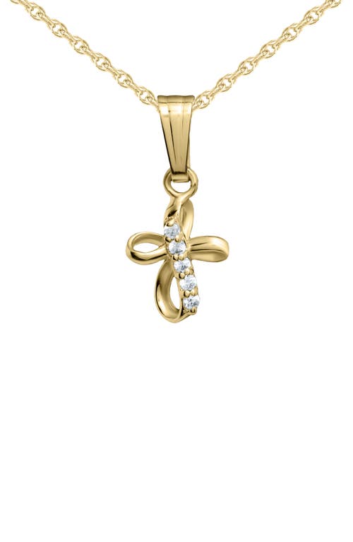 Mignonette 14K Gold & Cubic Zirconia Ribbon Cross Pendant Necklace  product
