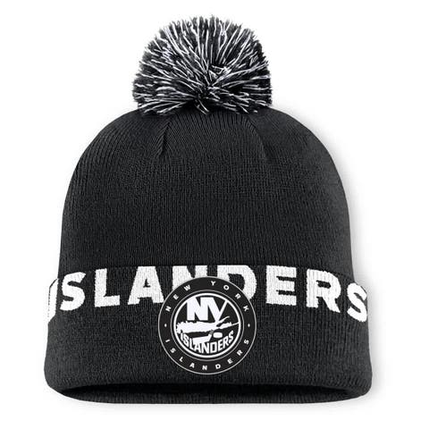 Men's Fanatics Black New York Islanders High Stick Cuffed Knit Hat with Pom