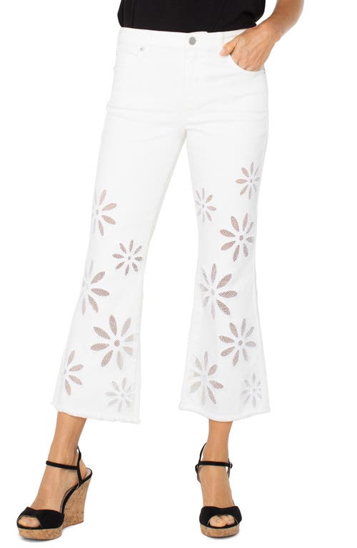 Shop Liverpool Los Angeles Hannah Floral Frayed Crop Flare Jeans In White Daisy