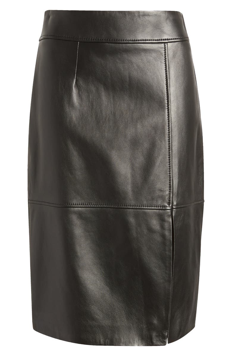 BOSS Setora Leather Pencil Skirt, Alternate, color, 