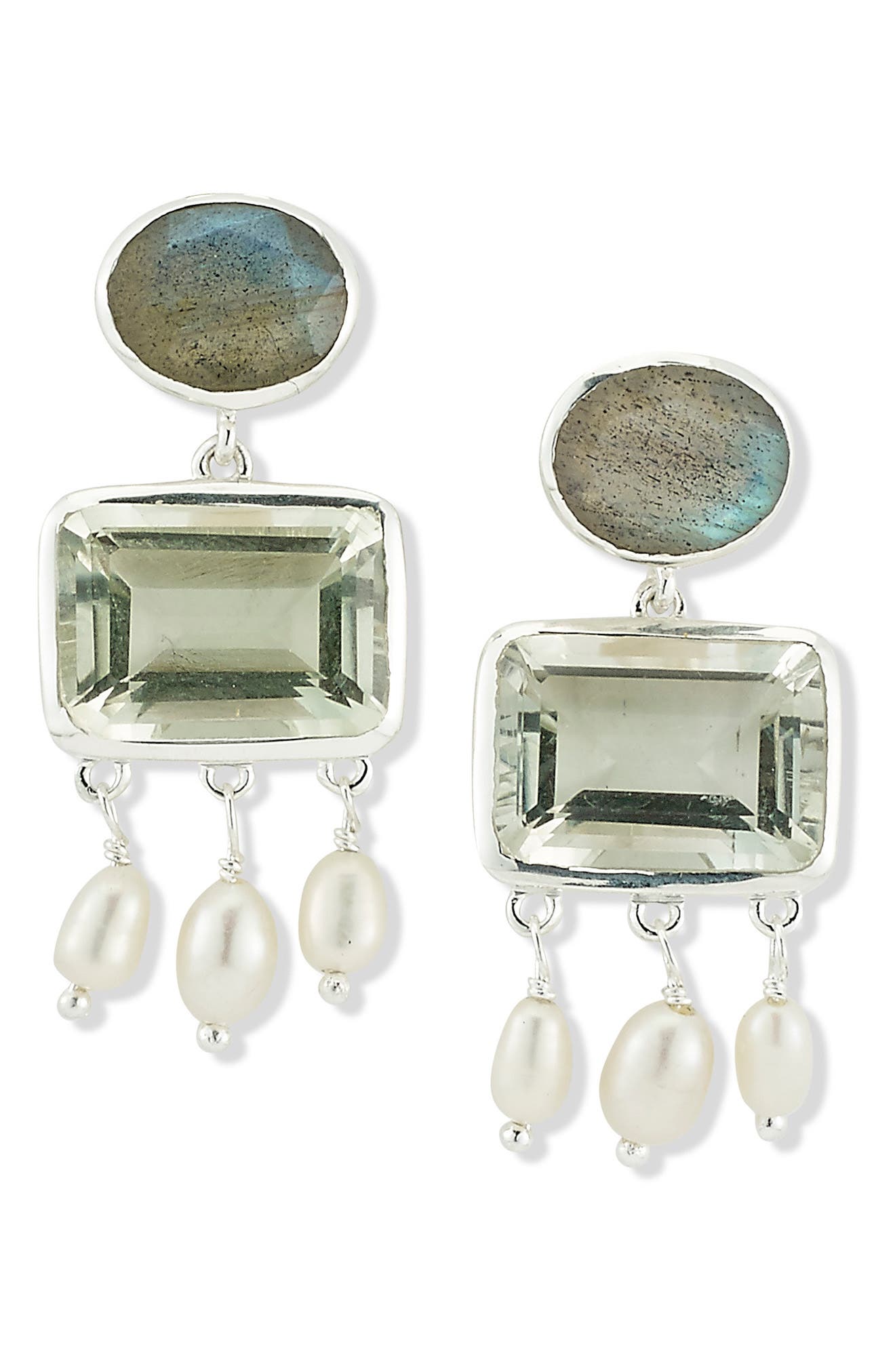 SAMUEL B. Labradorite & Green Amethyst Drop Earrings