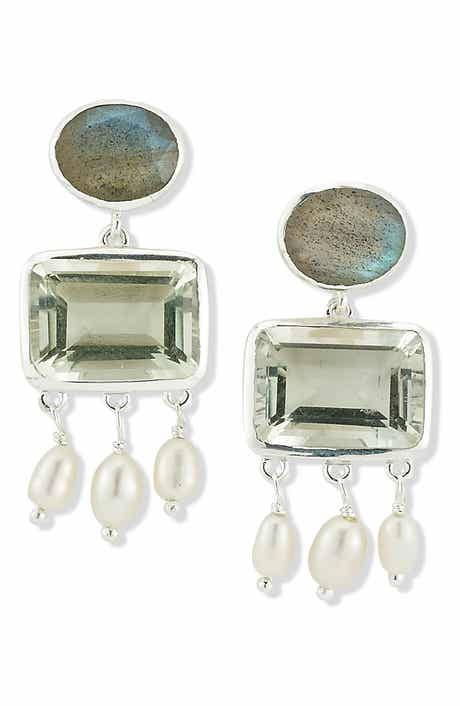 SAMUEL B. Labradorite & Green Amethyst Drop Earrings