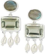 SAMUEL B. Labradorite & Green Amethyst Drop Earrings