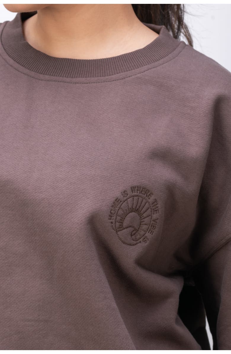 Twill Active Organic Cotton Oversized Crewneck Wellness Sweatshirt, Alternate, color, Chocolate Brown