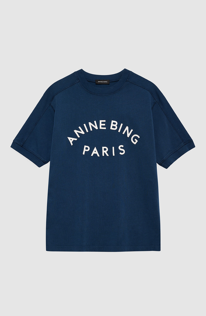 ANINE BING Jaylin Paris Tee, Alternate, color, Washed Navy