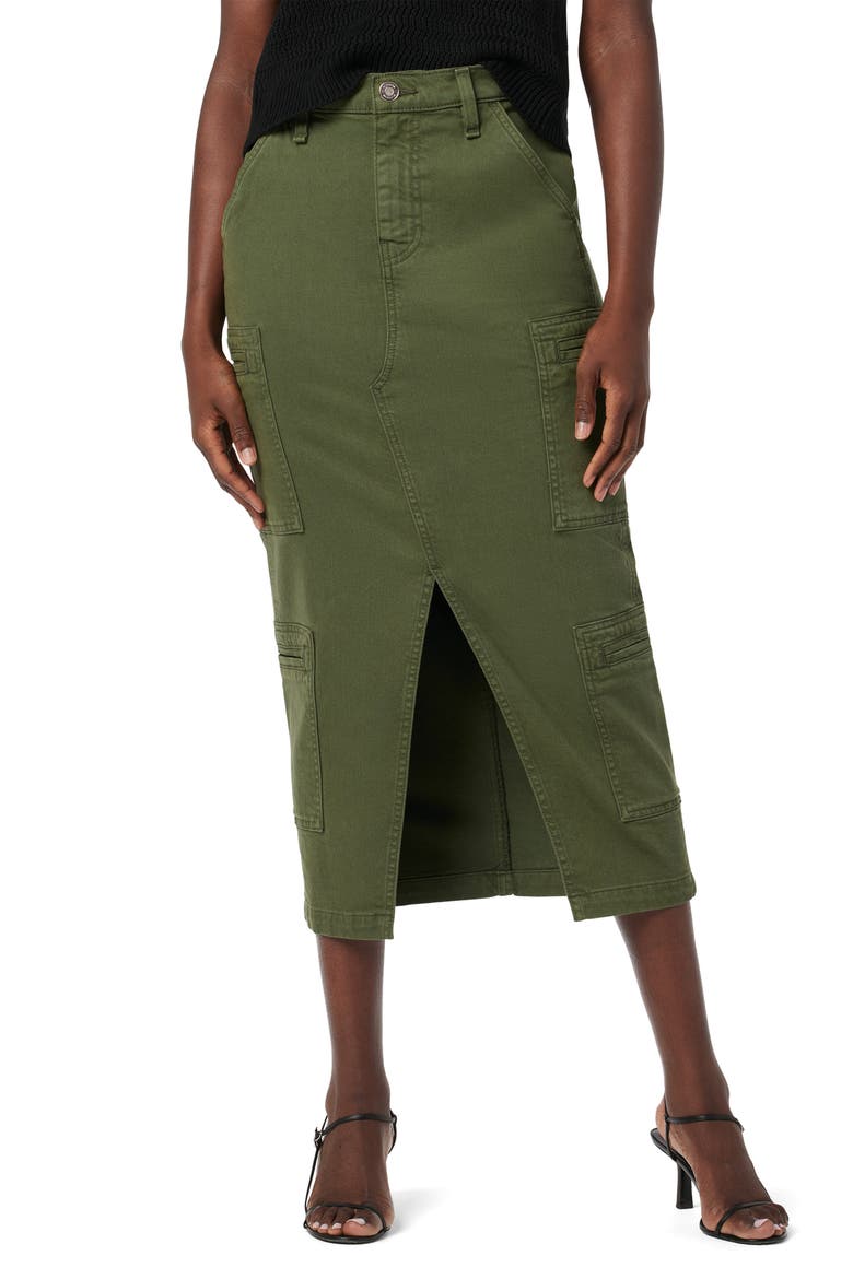 Reconstructed Denim Midi Skirt, Main, color, CYPRESS
