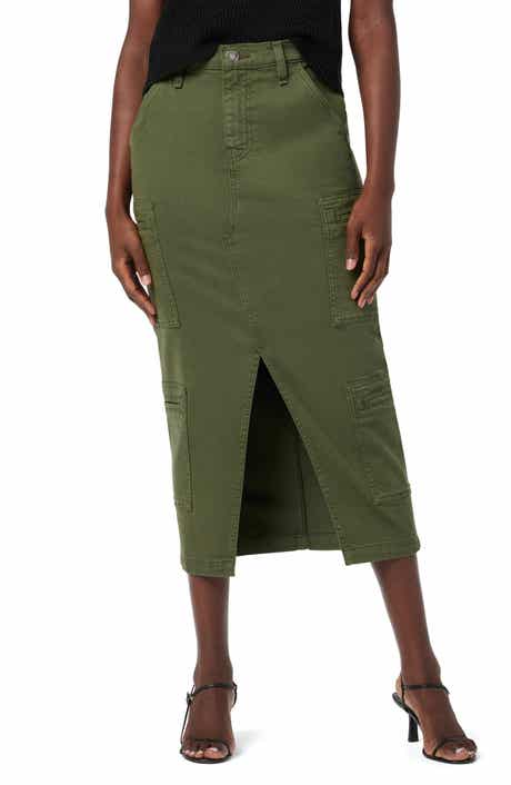 Hudson Jeans Reconstructed Denim Midi Skirt