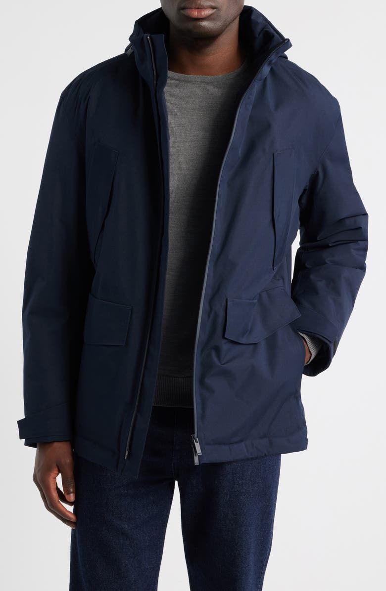 BOSS Cordell Gore-Tex<sup>®</sup> Waterproof Hooded Jacket, Main, color, Dark Blue