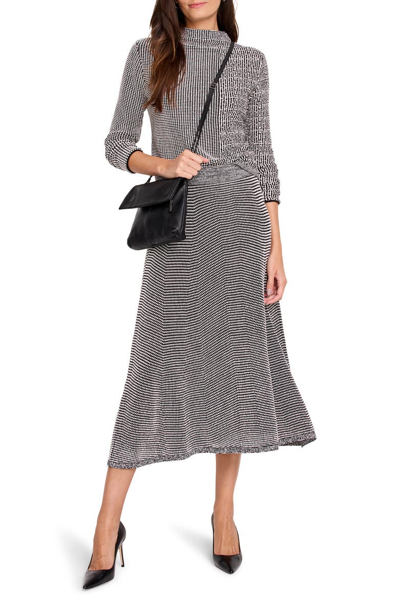 Pixel Funnel Neck Cotton Blend Sweater, Alternate, color, CREAM MULTI