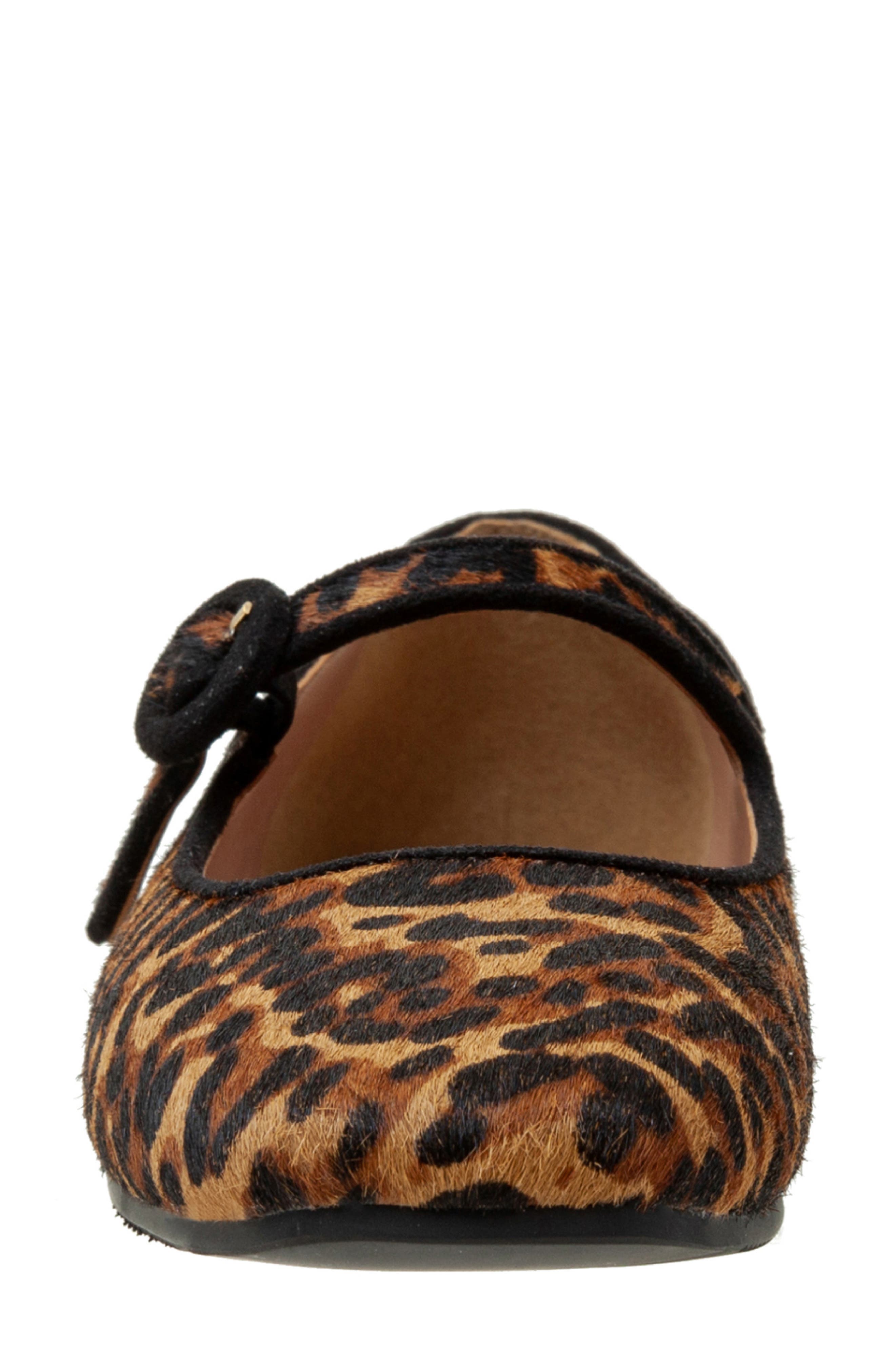 Linea Paolo Marley Leopard Print Genuine Calf Hair Flat, Alternate, color, Cognac/ Black