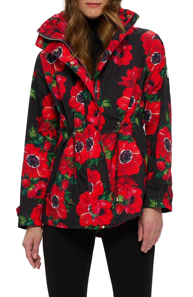GORSKI Lightweight Zip Jacket, Concealed Hood, Main, color, Black Poppy