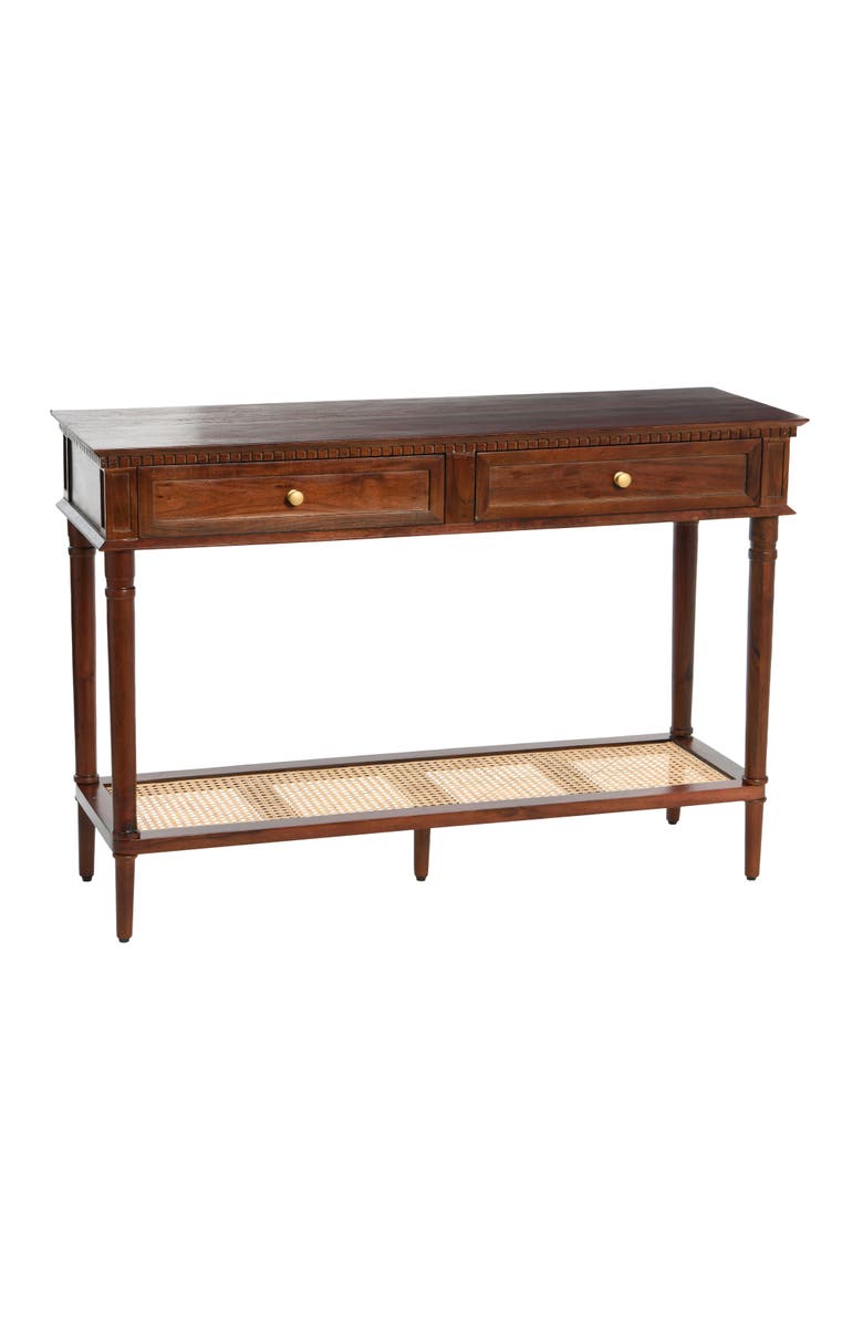 Storied Home Console Table with 2 Drawers and Storage Shelf, Main, color, Brown