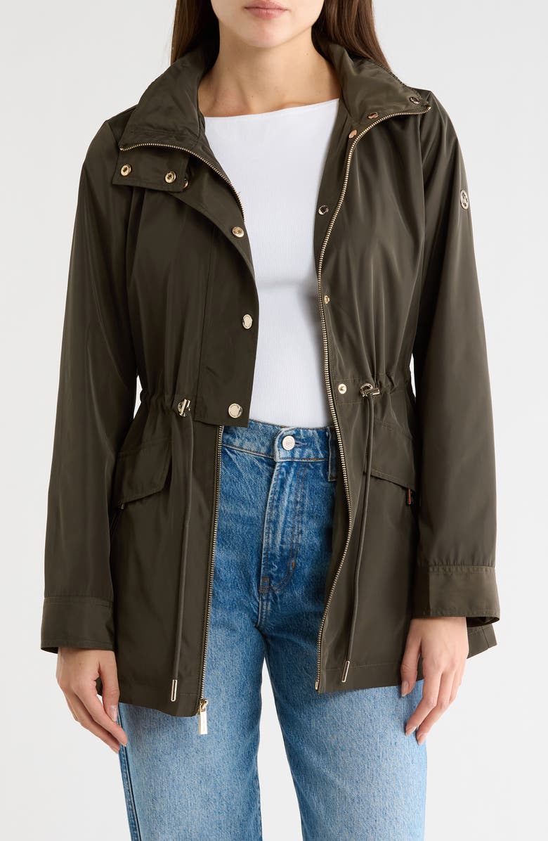 Michael Kors Hooded Anorak Rain Jacket, Alternate, color, Ivy