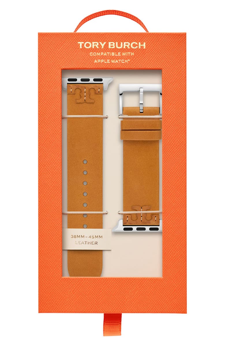 Tory Burch The McGraw Leather 20mm Apple Watch<sup>®</sup> Watchband, Alternate, color, 