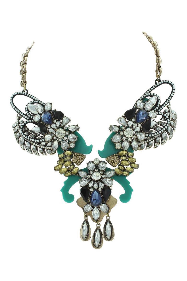 Gabriella Glam Necklace, Main, color, GOLD / BLUE / GREEN