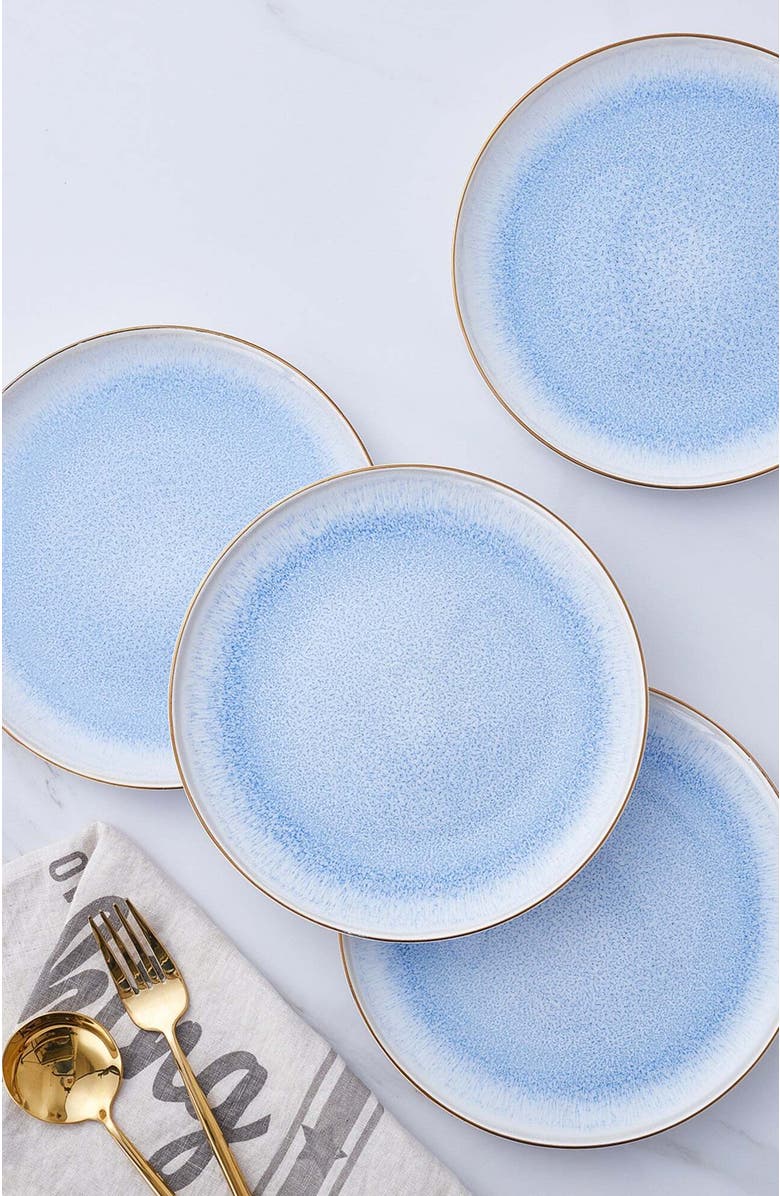 Stone Lain Josephine Porcelain 4-Piece Salad Plate Set, Alternate, color, Blue