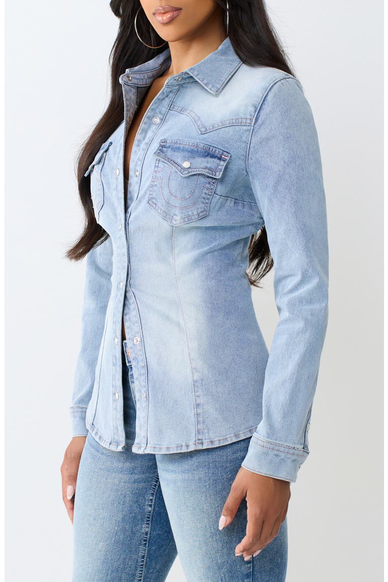 Western Denim Shirt, Alternate, color, LIGHT JOURNEY WASH