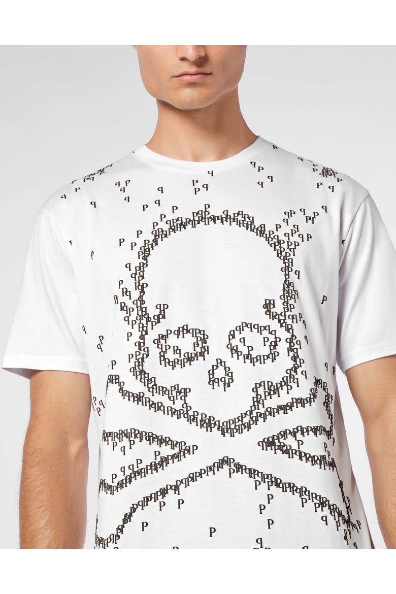 T-Shirt Round Neck Skull&Bones Men, Alternate, color, white
